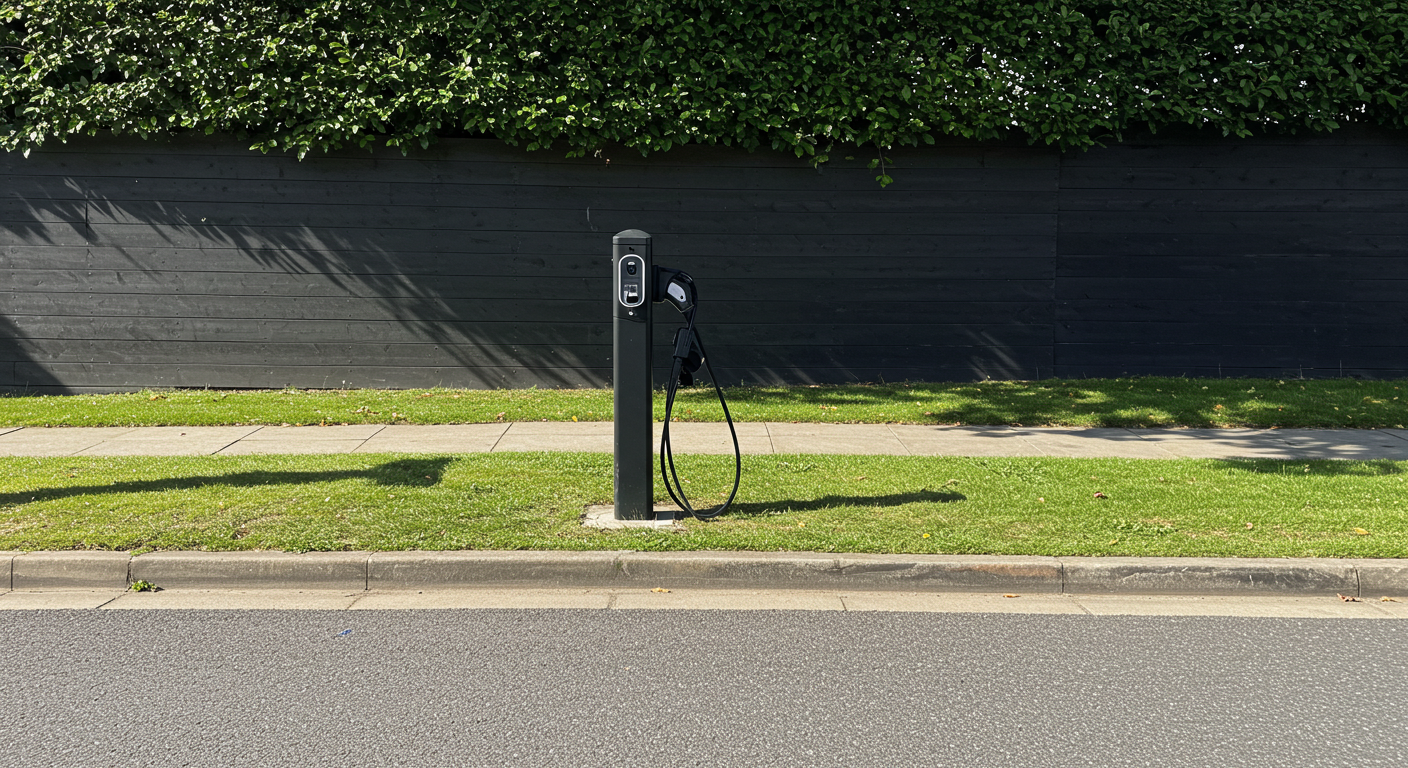 CurbPlug charging station installed on a parkway